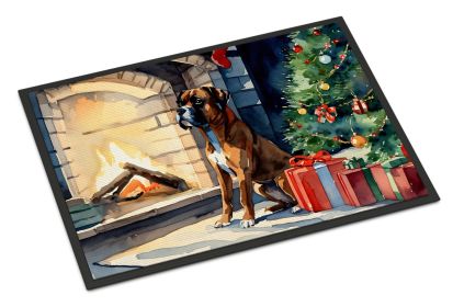 NEW Boxer Cozy Christmas Doormat Front Door Mat Indoor Outdoor Rugs for Entryway, Non Slip Washable Low Pile, 18H X 27W