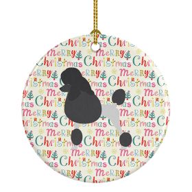Poodle Merry Christmas Ceramic Ornament Christmas Tree Hanging Decorations for Home Christmas Holiday, Party, Gift, 3 in, Multicolor