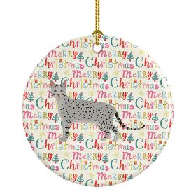 Egyptian Mau Cat Christmas Ceramic Ornament Christmas Tree Hanging Decorations for Home Christmas Holiday, Party, Gift, 3 in, Multicolor