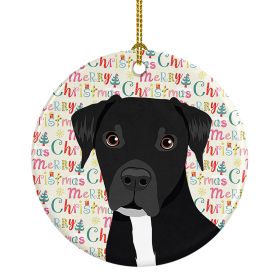 Pit Bull Black #1 Christmas Ceramic Ornament Christmas Tree Hanging Decorations for Home Christmas Holiday, Party, Gift, 3 in, Multicolor