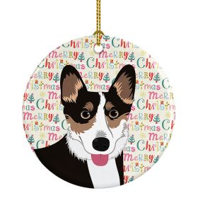 Pembroke Welsh Corgi Tricolor Black-Headed #2 Christmas Ceramic Ornament Christmas Tree Hanging Decorations for Home Christmas Holiday, Party, Gi