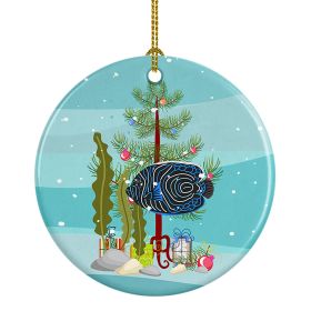 Emperor Angelfish Merry Christmas Ceramic Ornament Christmas Tree Hanging Decorations for Home Christmas Holiday, Party, Gift, 3 in, Multicolor