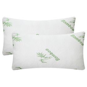2Pcs Bamboo Memory Foam Pillow Hypoallergenic Bed Pillow For Head Neck Rest Sleeping Shredded Pillow Washable Cover Queen Size Pillow (Option: 2Pcs-KingSize)